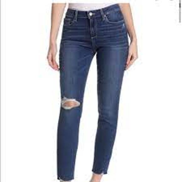 Paige Verdugo Ankle Jeans Queenie Destructed Mid Rise Torn Knee Women 28 - Picture 1 of 13